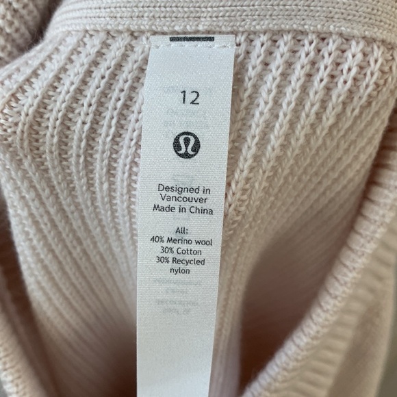 NWT lululemon merino wool blend turtleneck ribbed sweater white opal size 12 - Picture 8 of 10